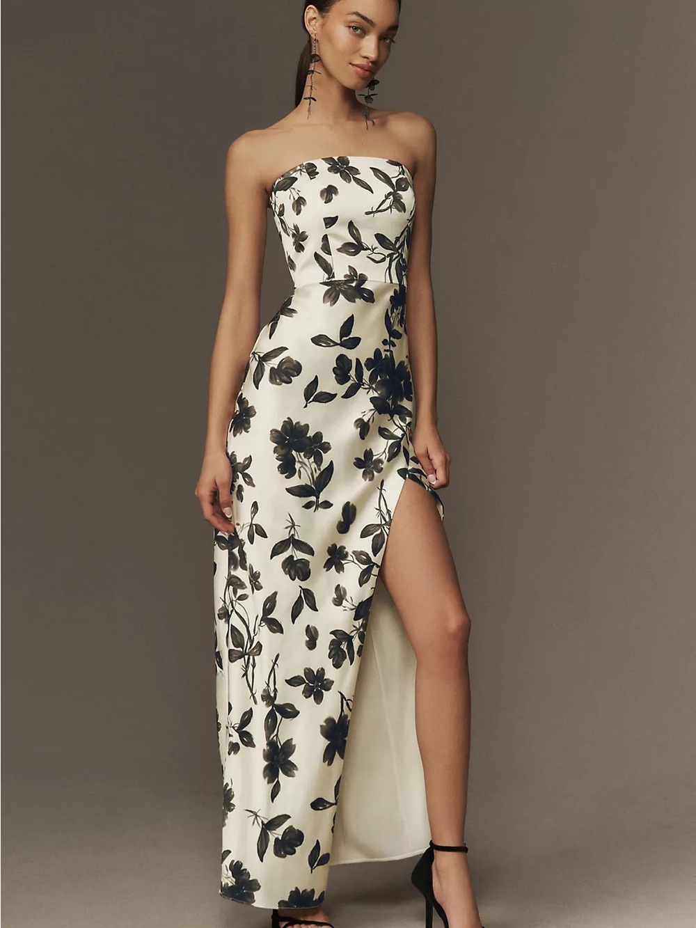NWT BHLDN Raven Strapless Floral Strech Satin Maxi Dress